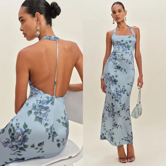 Reformation Ivan Silk Dress Fresh Air - Picture 1 of 14